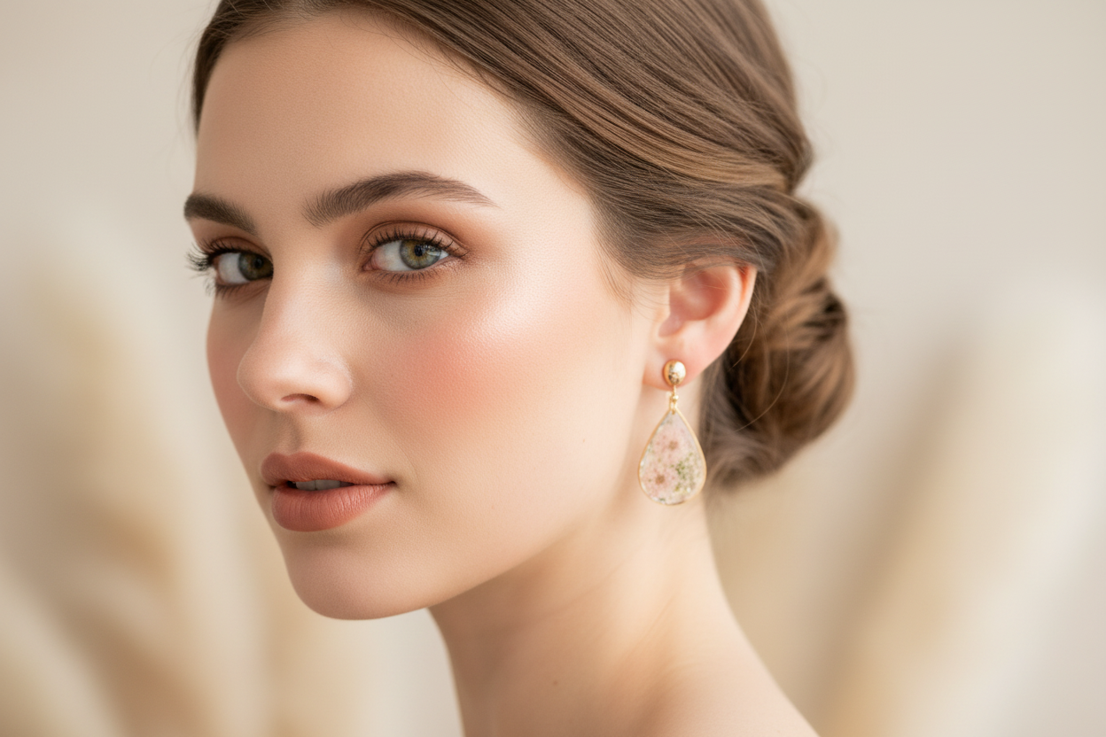 Aura in Bloom Earrings on Model Landscape