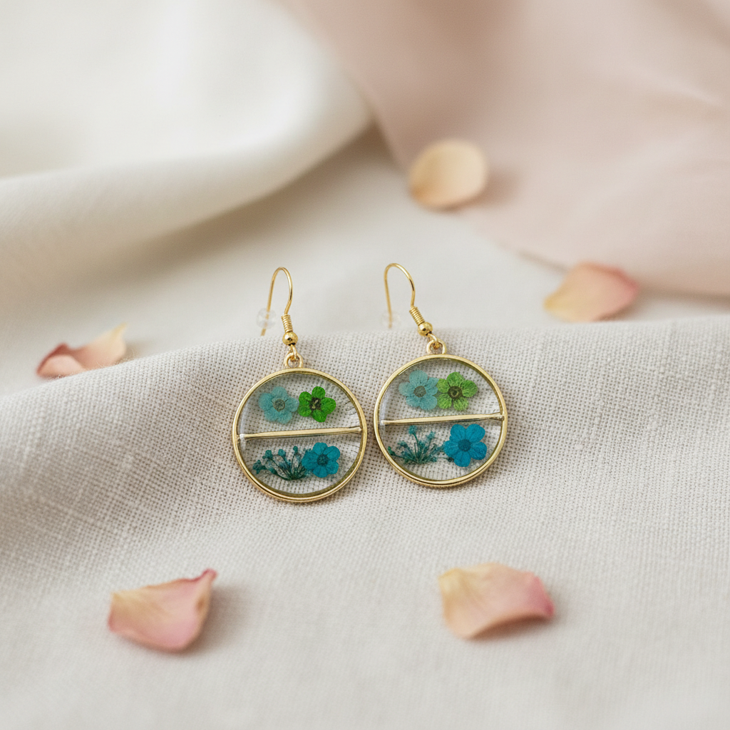 Blue & Green Circle Earrings
