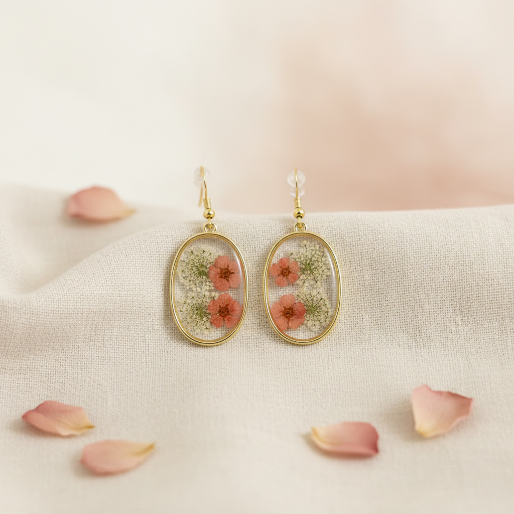 Coral Oval Earrings