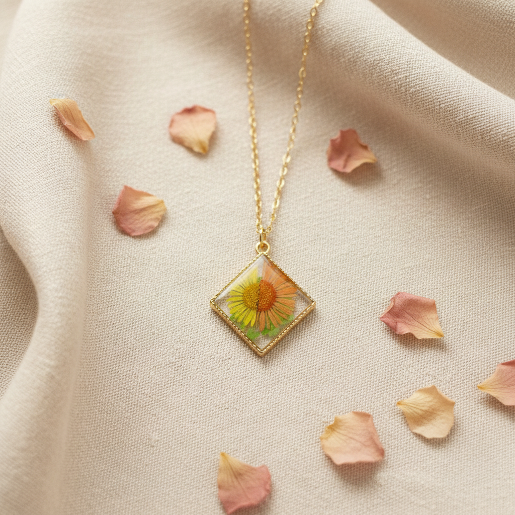 Diamond Two-Tone Daisy Pendant Necklace