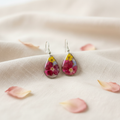 Sunset Meadow Teardrop Earrings | Colourful Pressed Flower Earrings | Teardrop Resin Dangles | Aura in Bloom