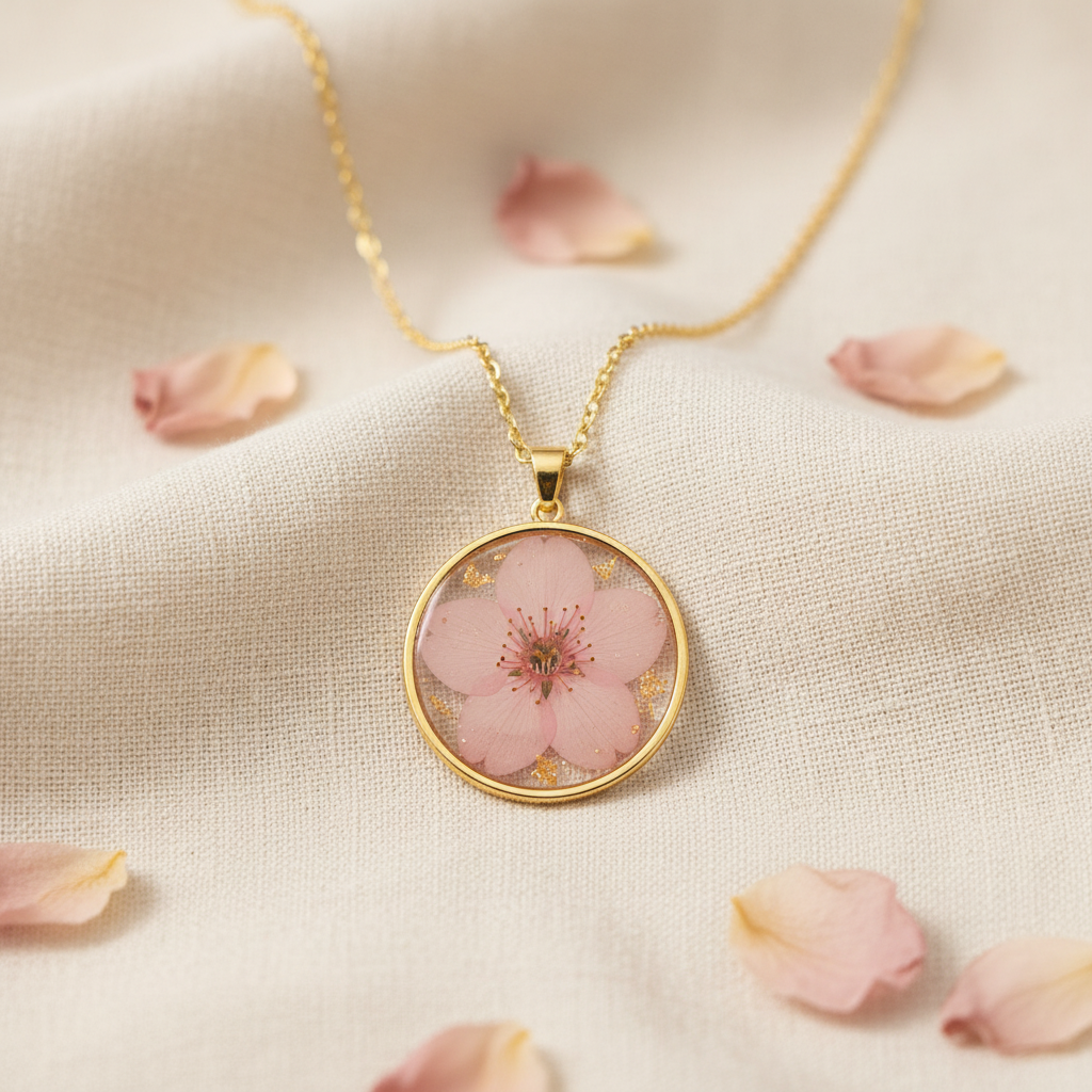 Pink Blossom Circle Necklace