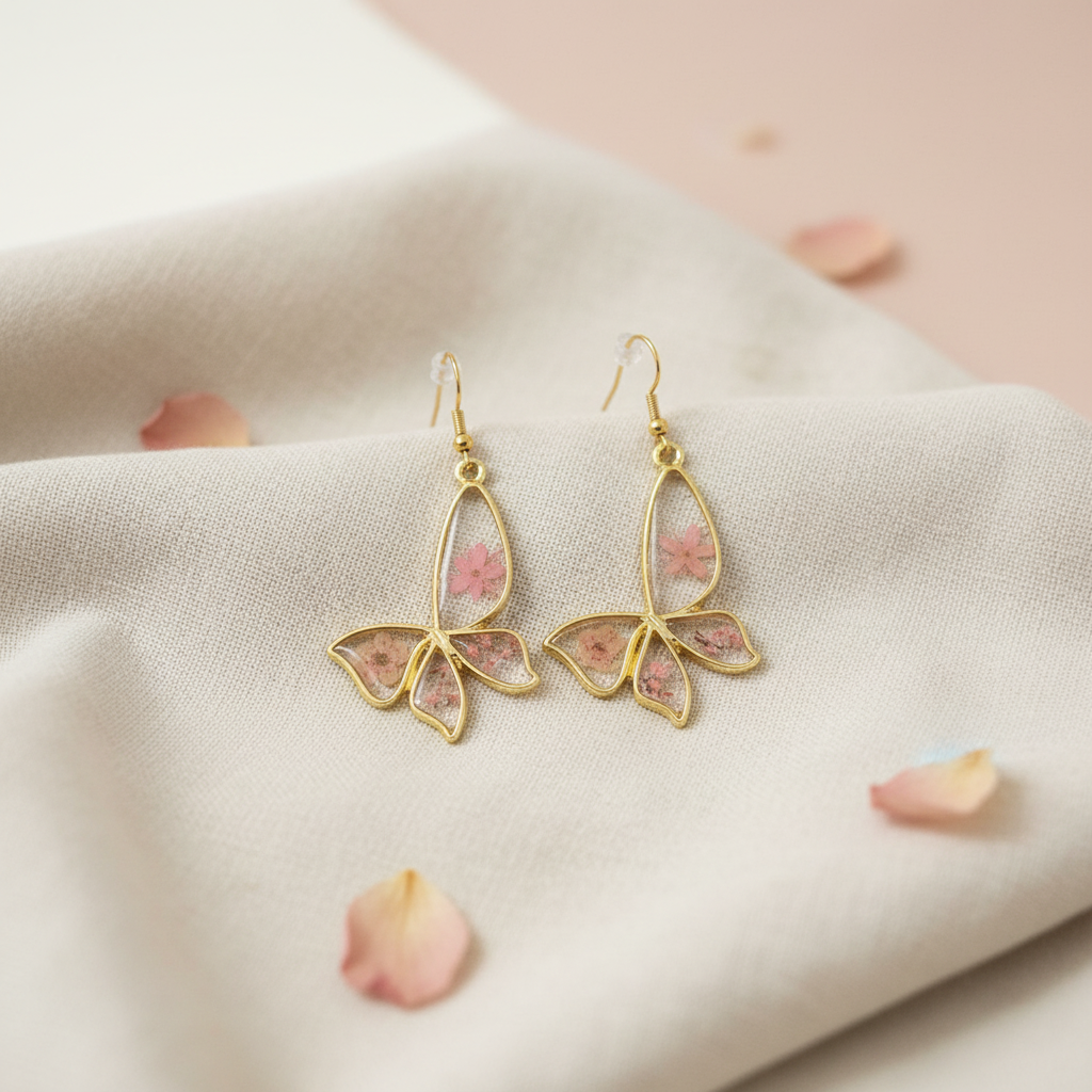 Pink Butterfly Earrings