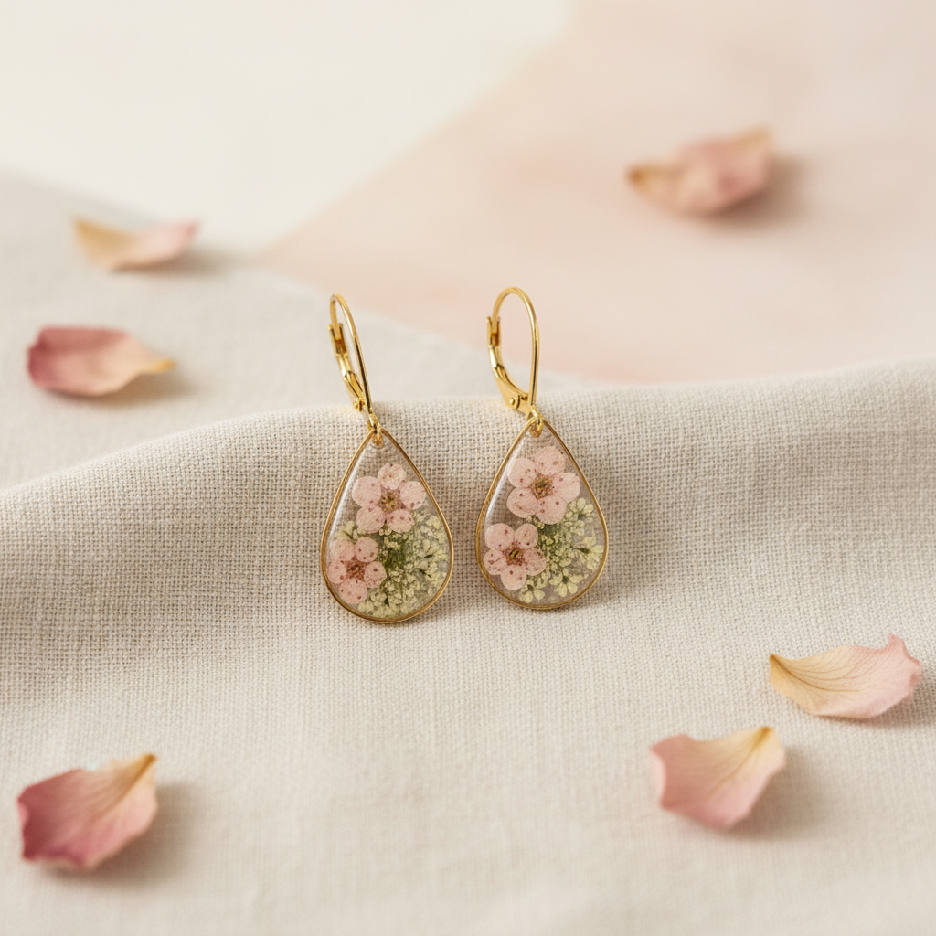 Pink & Green Teardrop Earrings