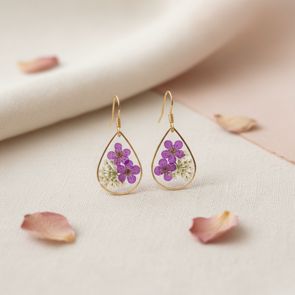 Purple Teardrop Earrings