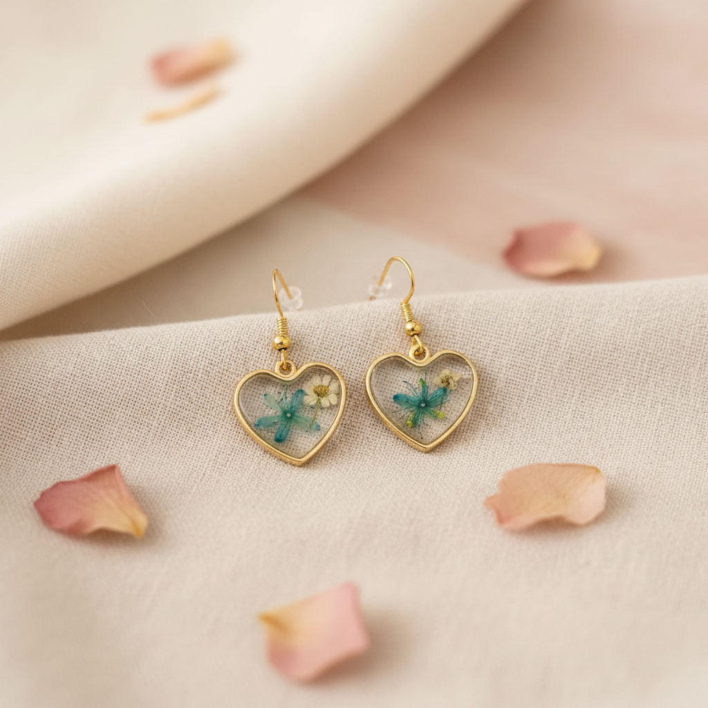 Teal Heart Earrings